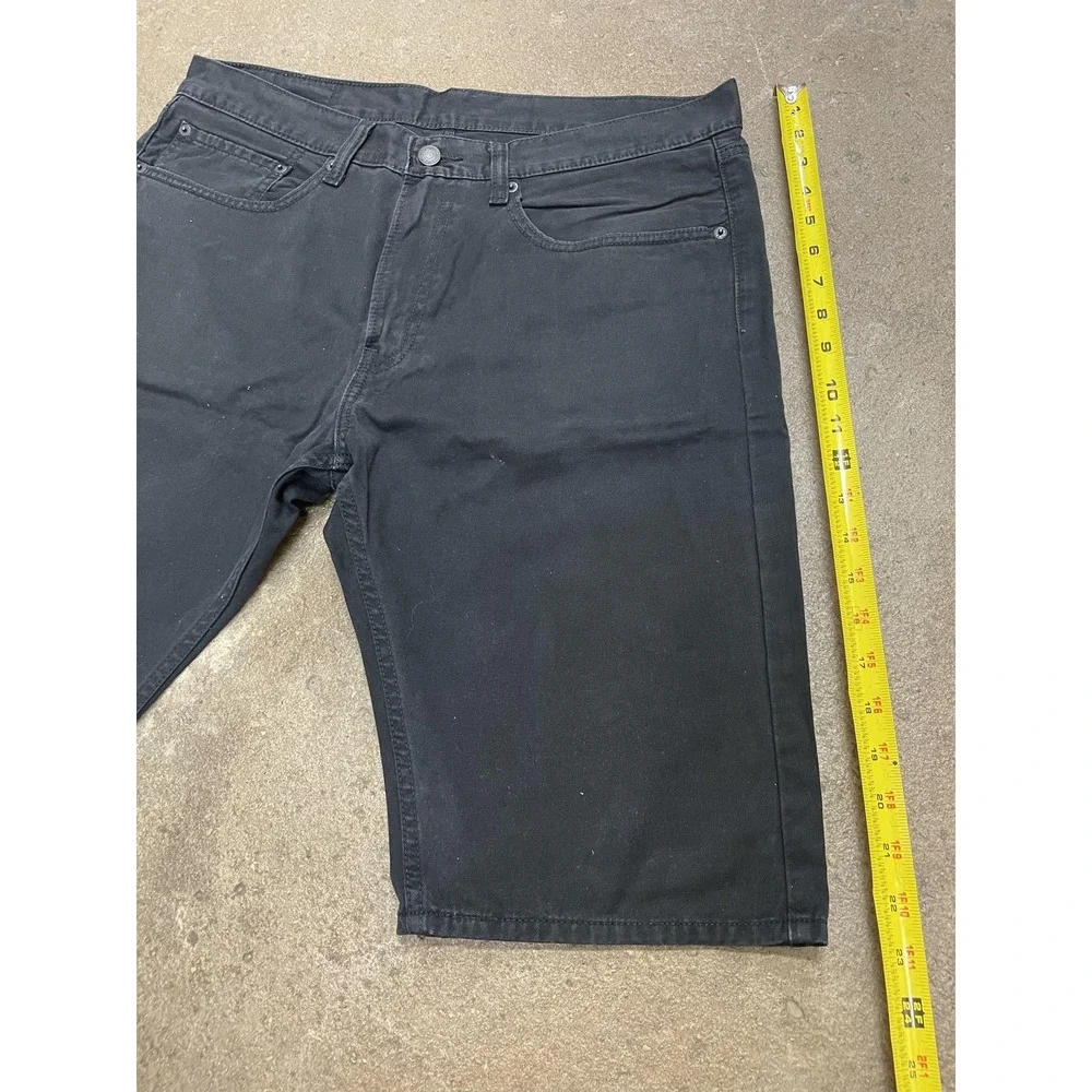 Levis 505 Shorts Mens 34 x 12‎ Black Denim Regular Fit Bermuda Dark Wash Zip Fly